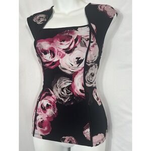 Vintage Cache Y2K Dark Floral Top Size S Whimsigoth Vamp Basque Waist Romantic